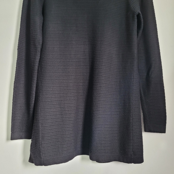 St. John’s Bay Open Cardigan Women’s Sz Med Petite Black Longsleeve Horiz Ribbed - Picture 6 of 8